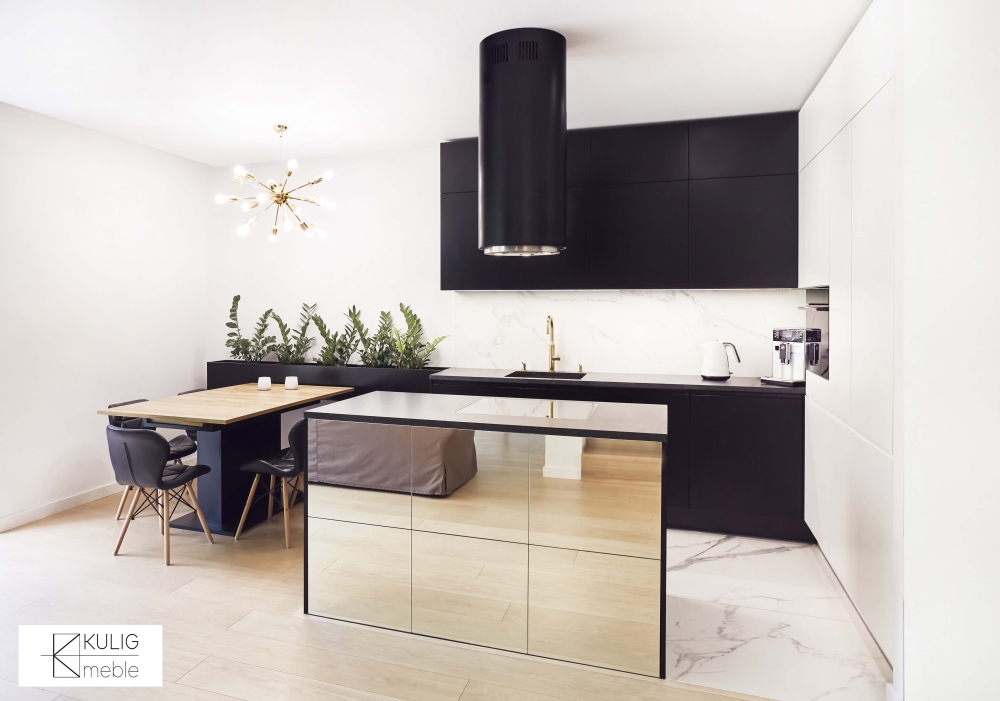 Antracytowe meble kuchenne z wyspą K12